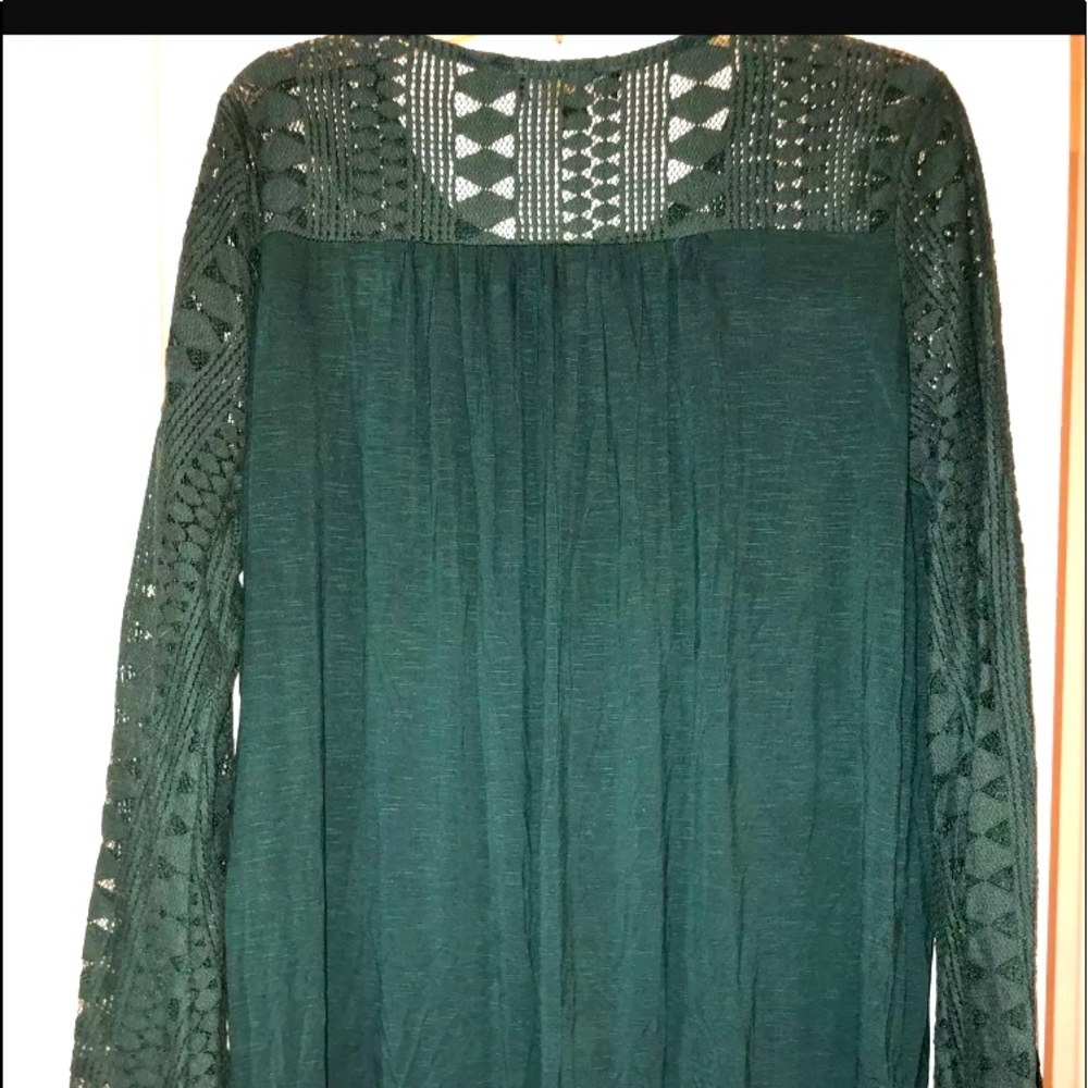 Suzanne Betro Arcadia green embroidered lace yoke tunic size large new with tags